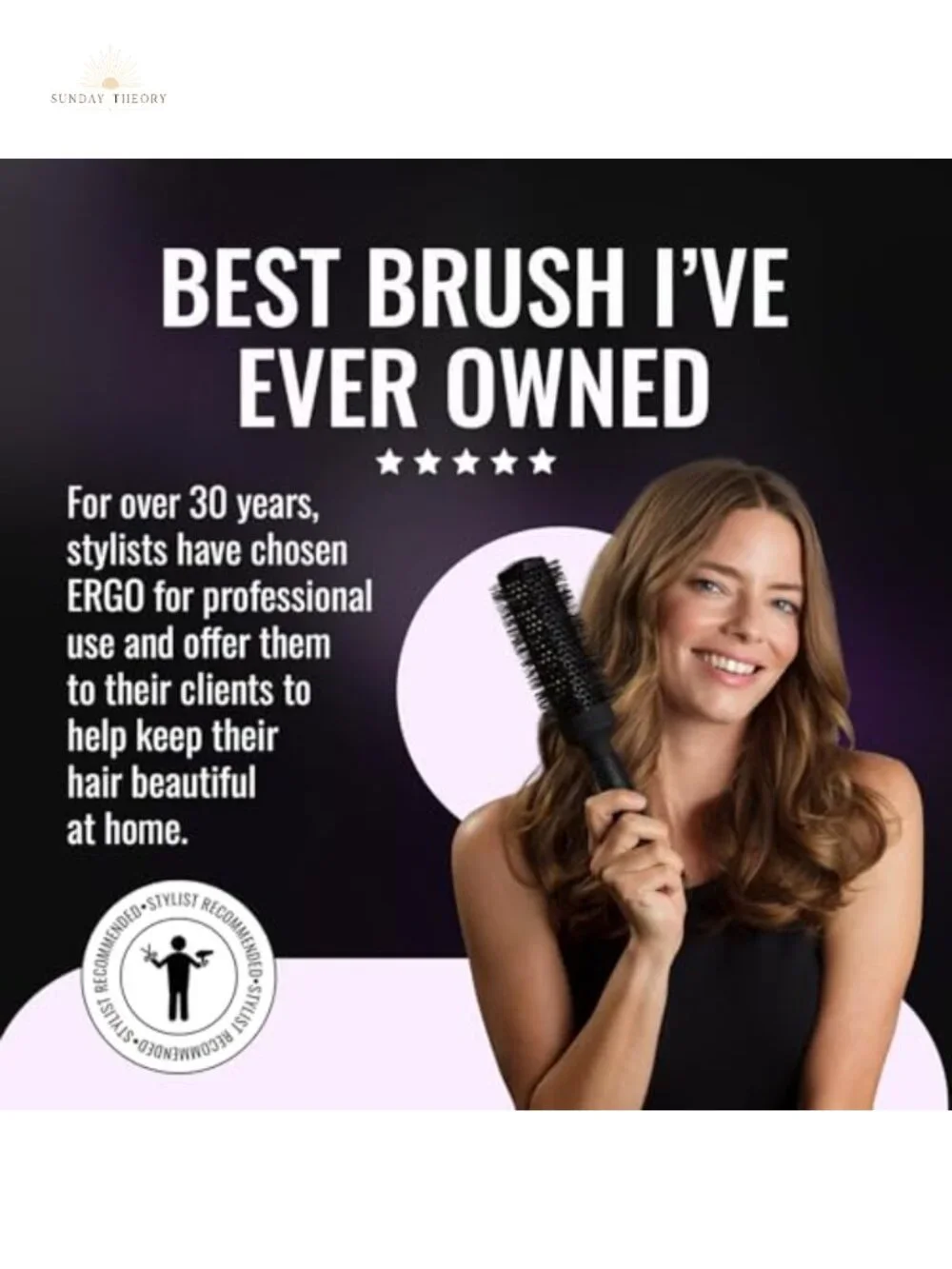 1-Inch Ceramic Ionic Round Brush for Blowouts - Tourmaline Hair Styling Brush